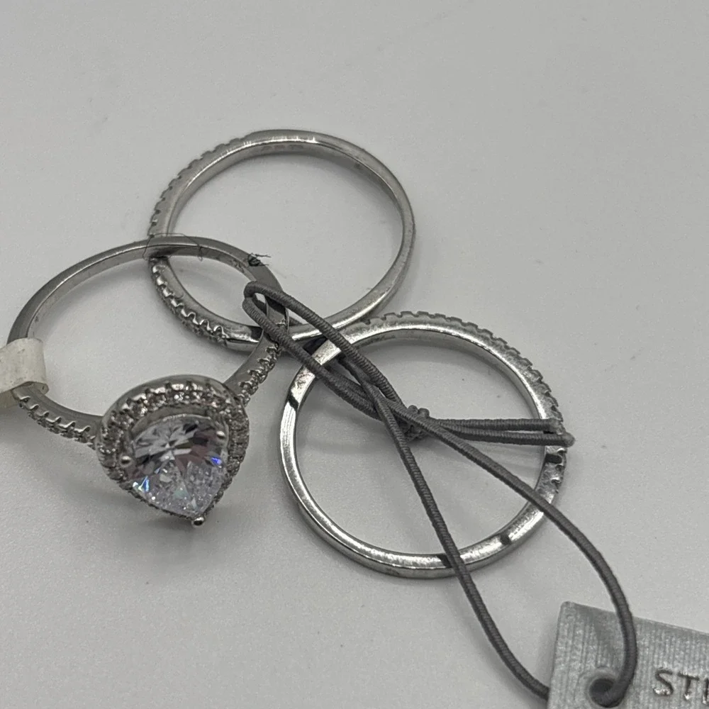 Stella‎ Picciotto Sterling Silver 3 Ring Set Size 8 New